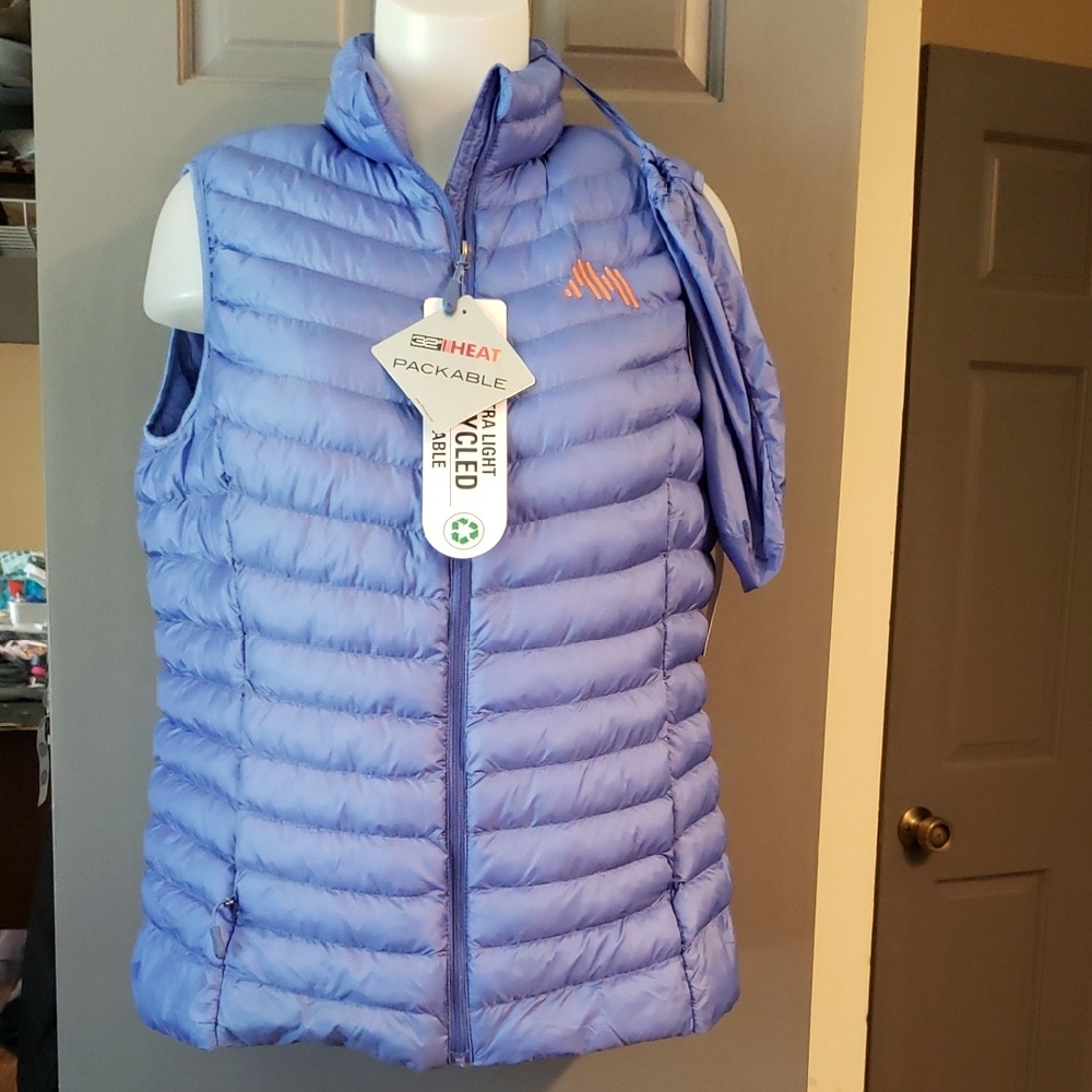 32 Degrees Women's Blue Puffer Vest L Packable